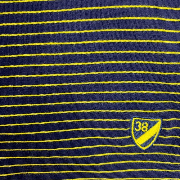 Cremieux XL Polo Shirt Navy Striped Yellow Classics Short Sleeve - Picture 3 of 5